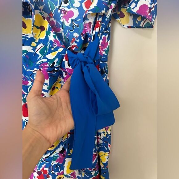 Top Shop Floral Blue Wrap Dress - Picture 8 of 15